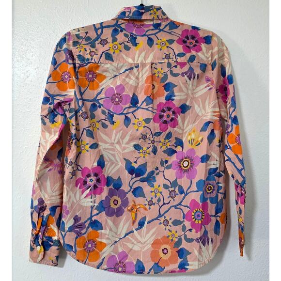 J. Crew Liberty London Floral Classic Popover Shirt Pavilion Pink Multi Blouse - Picture 4 of 11